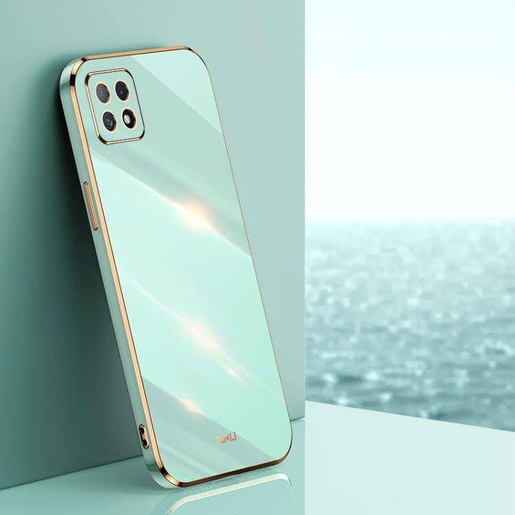 

For OPPO Reno4 SE XINLI Straight 6D Plating Gold Edge TPU Shockproof Case(Mint Green)