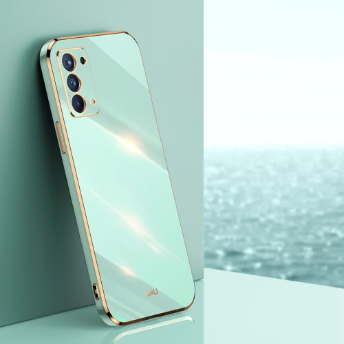 

For OPPO Reno5 4G XINLI Straight 6D Plating Gold Edge TPU Shockproof Case(Mint Green)
