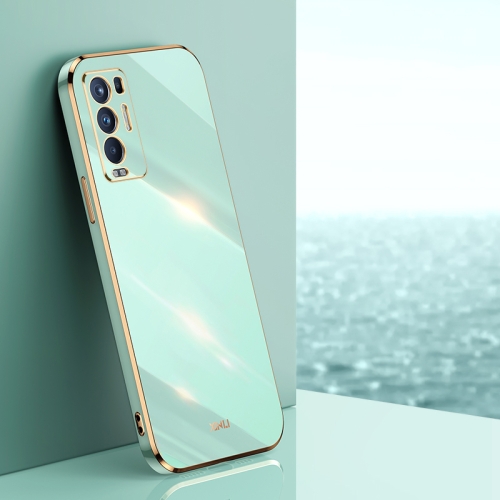 

For OPPO Reno5 Pro+ XINLI Straight 6D Plating Gold Edge TPU Shockproof Case(Mint Green)