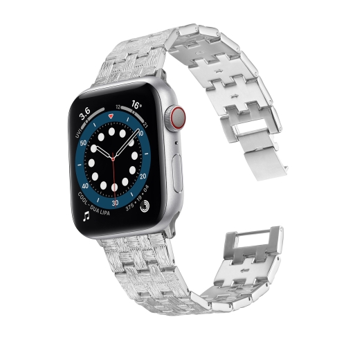 

Woven Texture Stainless Steel Replacement Watchband For Apple Watch Series 6 & SE & 5 & 4 40mm / 3 & 2 & 1 38mm(Silver)