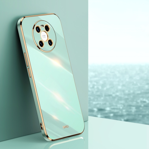 

For Huawei Mate 40 XINLI Straight 6D Plating Gold Edge TPU Shockproof Case(Mint Green)