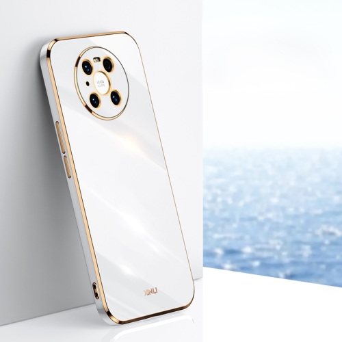 

For Huawei Mate 40 Pro XINLI Straight 6D Plating Gold Edge TPU Shockproof Case(White)