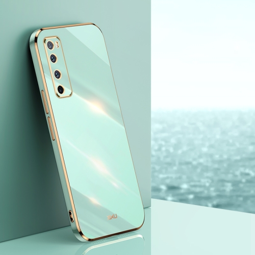 

For Huawei nova 7 5G XINLI Straight 6D Plating Gold Edge TPU Shockproof Case(Mint Green)