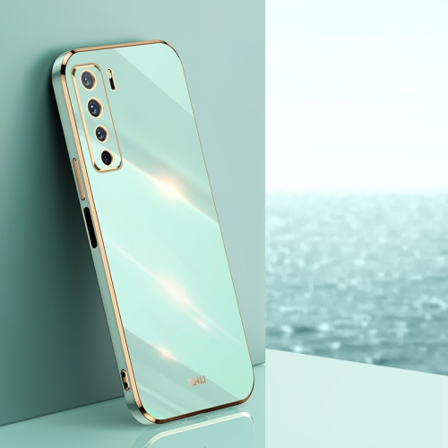 

For Huawei nova 7 SE XINLI Straight 6D Plating Gold Edge TPU Shockproof Case(Mint Green)