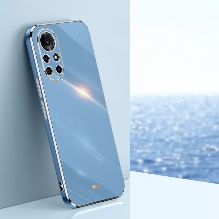 

For Huawei nova 8 5G XINLI Straight 6D Plating Gold Edge TPU Shockproof Case(Celestial Blue)