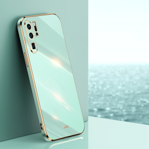 

For Huawei P30 Pro XINLI Straight 6D Plating Gold Edge TPU Shockproof Case(Mint Green)