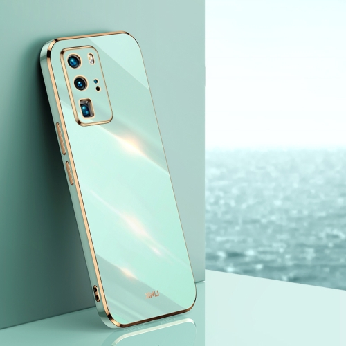 

For Huawei P40 Pro XINLI Straight 6D Plating Gold Edge TPU Shockproof Case(Mint Green)