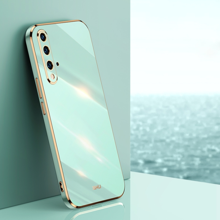 

For Honor 20 XINLI Straight 6D Plating Gold Edge TPU Shockproof Case(Mint Green)
