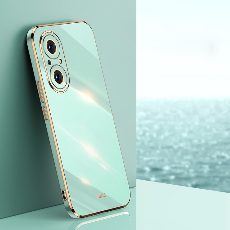

For Honor 50 SE XINLI Straight 6D Plating Gold Edge TPU Shockproof Case(Mint Green)