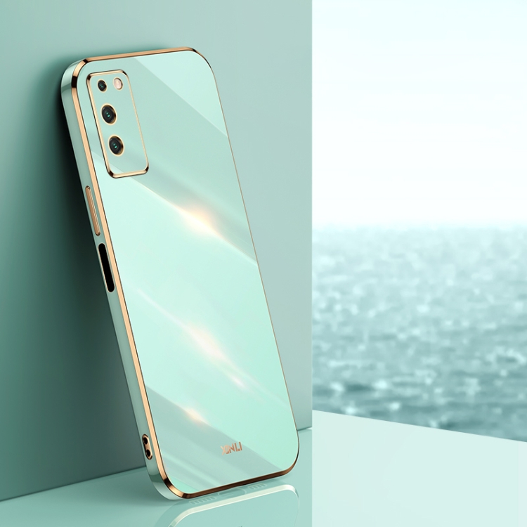 

For Honor X10 5G XINLI Straight 6D Plating Gold Edge TPU Shockproof Case(Mint Green)
