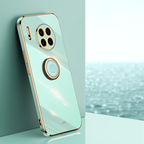 

For Huawei Mate 30 XINLI Straight 6D Plating Gold Edge TPU Shockproof Case with Ring Holder(Mint Green)
