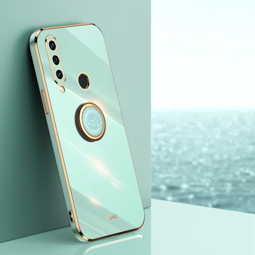 

For Huawei P30 Lite XINLI Straight 6D Plating Gold Edge TPU Shockproof Case with Ring Holder(Mint Green)
