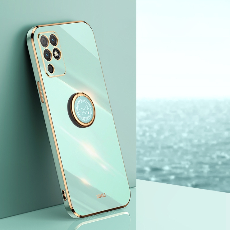 

For Honor Play 5T Youth XINLI Straight 6D Plating Gold Edge TPU Shockproof Case with Ring Holder(Mint Green)