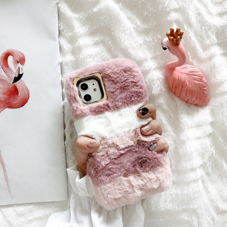

For iPhone 11 Colorful Plush Phone Protect Case(Pink)