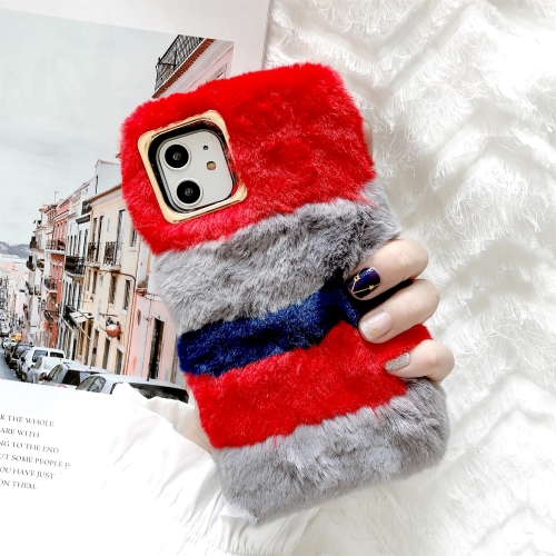 

For iPhone 11 Colorful Plush Phone Protect Case(Red)