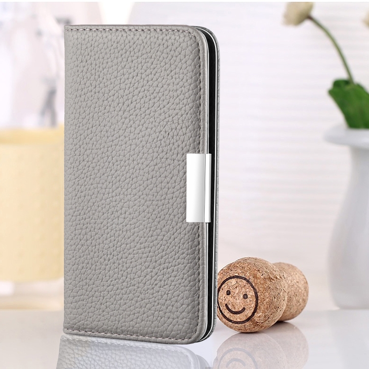 

For iPhone 8 Plus / 7 Plus Litchi Texture Horizontal Flip Leather Case with Holder & Card Slots(Grey)