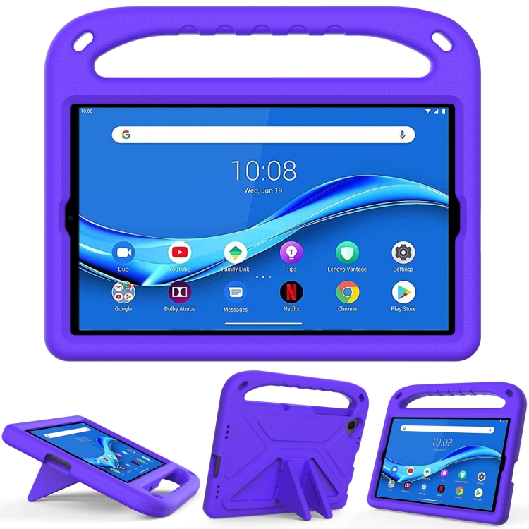 

For Lenovo Tab M10 FHD Plus TB-X606F / TB-X606M Handle Portable EVA Shockproof Protective Case with Triangle Holder(Purple)
