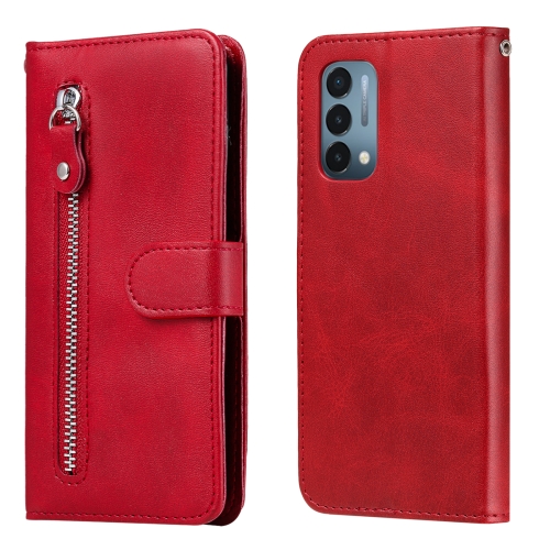 

For OnePlus Nord N200 5G Fashion Calf Texture Zipper Horizontal Flip Leather Case with Stand & Card Slots & Wallet Function(Red)