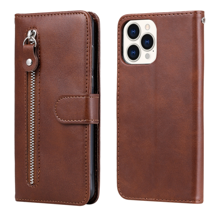 

Fashion Calf Texture Zipper Horizontal Flip Leather Case with Stand & Card Slots & Wallet Function For iPhone 13 Pro Max(Brown)