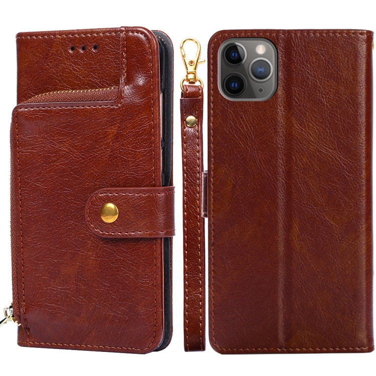 

Zipper Bag PU + TPU Horizontal Flip Leather Case with Holder & Card Slot & Wallet & Lanyard For iPhone 11 Pro Max(Brown)
