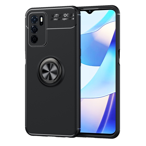 

For OPPO A16 Metal Ring Holder 360 Degree Rotating TPU Case(Black)