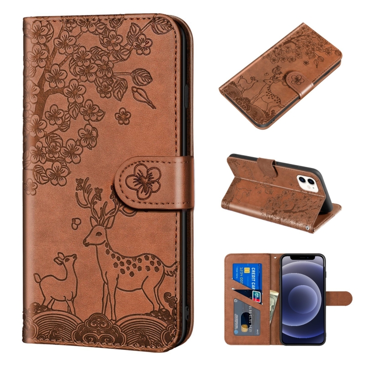 

Sika Deer Embossing Pattern Horizontal Flip PU Leather Case with Holder & Card Slot & Wallet & Photo Frame For iPhone 12 mini(Brown)