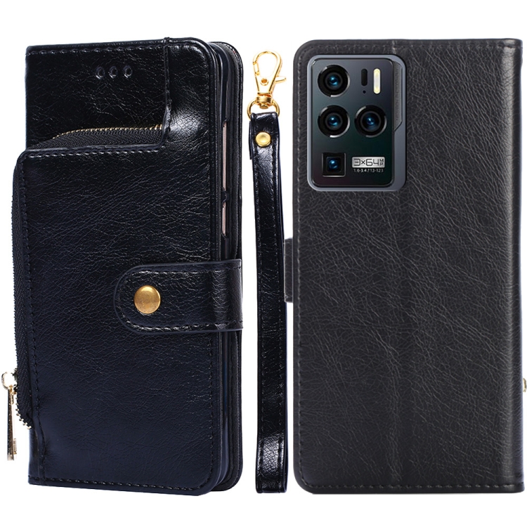 

For ZTE Axon 30 Ultra 5G Zipper Bag PU + TPU Horizontal Flip Leather Case with Holder & Card Slot & Wallet & Lanyard(Black)
