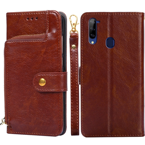 

For ZTE Libero 5G Zipper Bag PU + TPU Horizontal Flip Leather Case with Holder & Card Slot & Wallet & Lanyard(Brown)