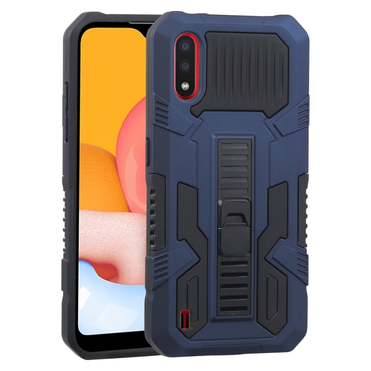 

For Samsung Galaxy A01 Vanguard Warrior All Inclusive Double-color Shockproof TPU + PC Protective Case with Holder(Cobalt Blue)