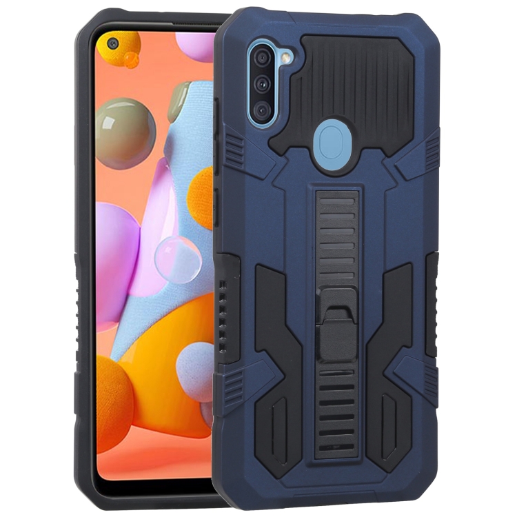 

For Samsung Galaxy A11 Vanguard Warrior All Inclusive Double-color Shockproof TPU + PC Protective Case with Holder(Cobalt Blue)