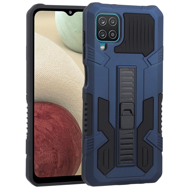 

For Samsung Galaxy A12 / M12 Vanguard Warrior All Inclusive Double-color Shockproof TPU + PC Protective Case with Holder(Cobalt Blue)