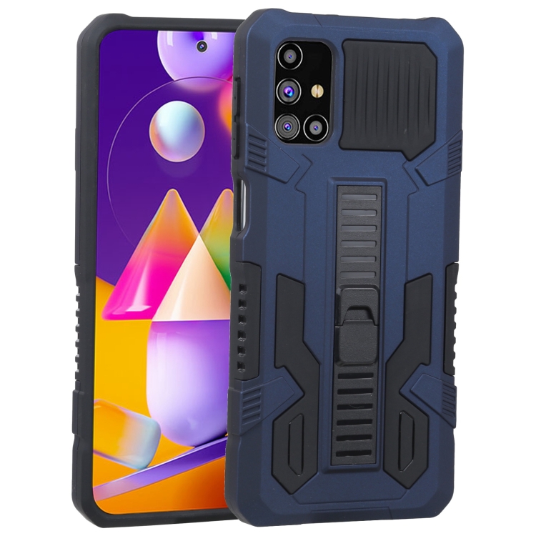 

For Samsung Galaxy M31s Vanguard Warrior All Inclusive Double-color Shockproof TPU + PC Protective Case with Holder(Cobalt Blue)