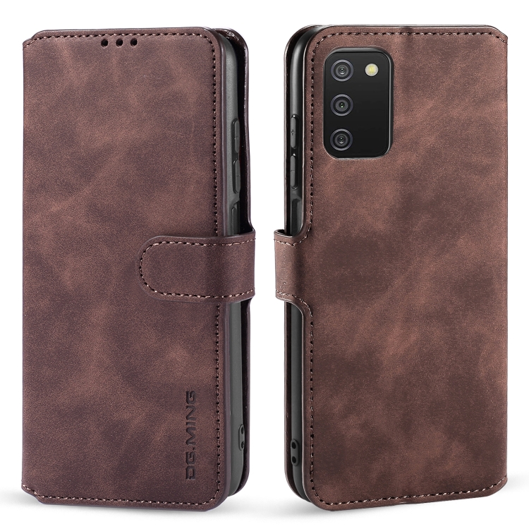 

For Samsung Galaxy A03s DG.MING Retro Oil Side Horizontal Flip Leather Case with Holder & Card Slots & Wallet(Coffee)