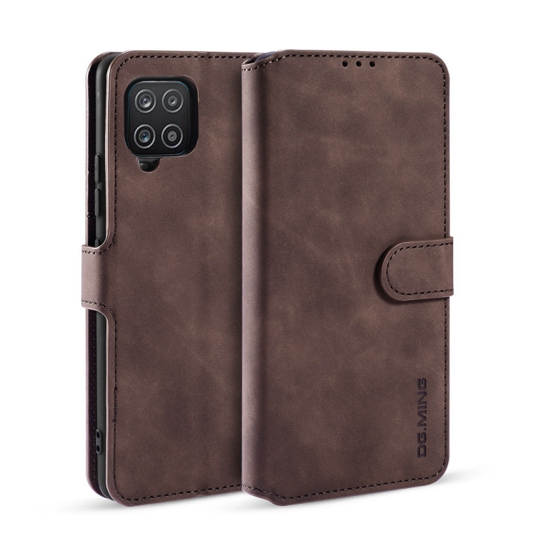

For Samsung Galaxy A22 4G DG.MING Retro Oil Side Horizontal Flip Leather Case with Holder & Card Slots & Wallet(Coffee)
