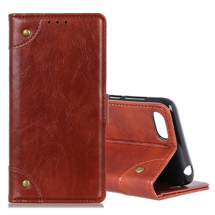 

For Alcatel 1V (2019) Copper Buckle Nappa Texture Horizontal Flip Leather Case with Holder & Card Slots & Wallet(Brown)