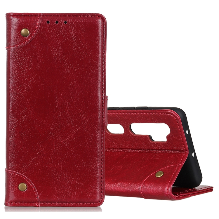 

For Xiaomi Mi Note 10 / CC9 Pro Copper Buckle Nappa Texture Horizontal Flip Leather Case with Holder & Card Slots & Wallet(Wine Red)