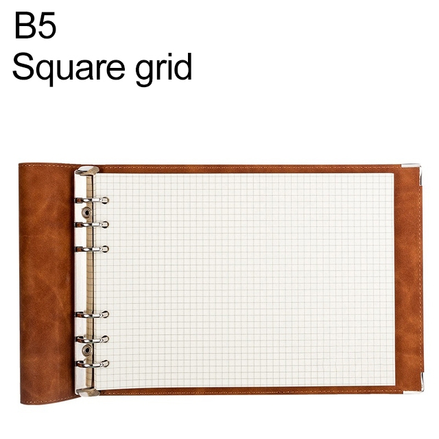 

B5 Faux Leather Loose-leaf Grid Notebook, Style:Checkered Core(Brown)