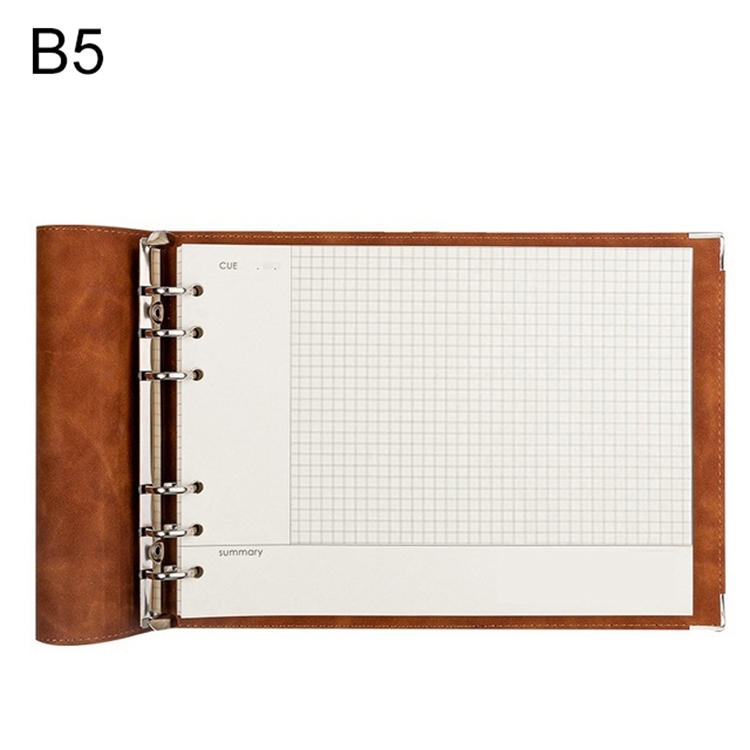 

B5 Faux Leather Loose-leaf Grid Notebook, Style:Cornell Checkered Core(Brown)