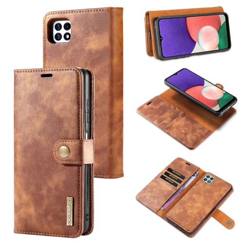 

For Samsung Galaxy A22 5G DG.MING Crazy Horse Texture Flip Detachable Magnetic Leather Case with Holder & Card Slots & Wallet(Brown)