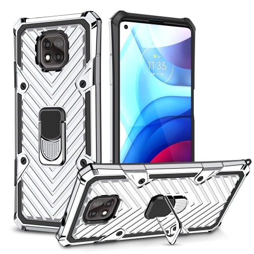 

For Motorola Moto G Power 2021 Cool Armor PC + TPU Shockproof Case with 360 Degree Rotation Ring Holder(Silver)