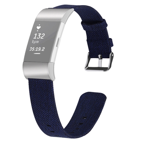 

For FITBIT Charge 2 Smart Watch Canvas Wrist Strap Watchband, Size:L(Blue)