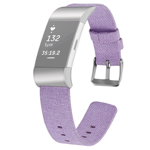 

For FITBIT Charge 2 Smart Watch Canvas Wrist Strap Watchband, Size:S(Purple)