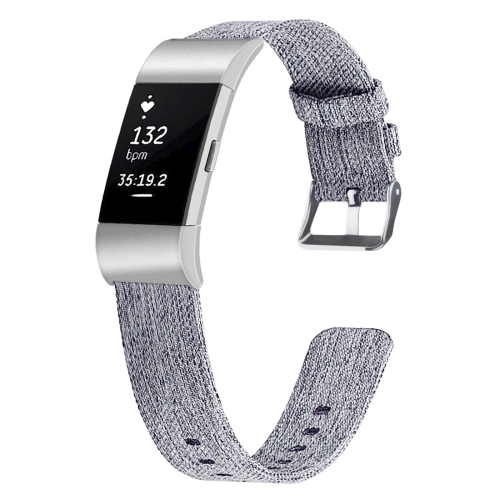 

For FITBIT Charge 2 Smart Watch Canvas Wrist Strap Watchband, Size:S(Light Grey)