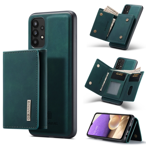 

For Samsung Galaxy A32 5G DG.MING M1 Series 3-Fold Multi Card Wallet + Magnetic Back Cover Shockproof Case with Holder Function(Green)