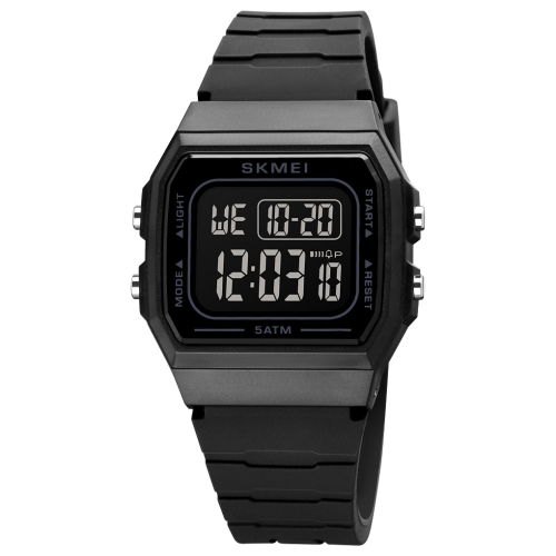 

SKMEI 1683 Dual Time LED Digital Display Luminous Silicone Strap Electronic Watch(Black)