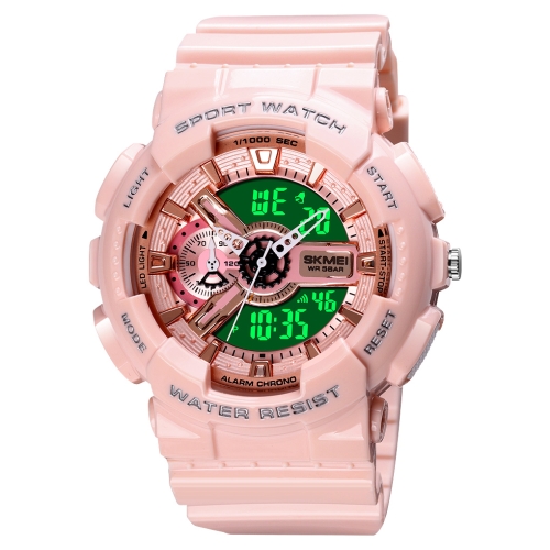 

SKMEI 1688 LED Dual Time Digital Display + Pointer Luminous Sports Electronic Watch(Pink)