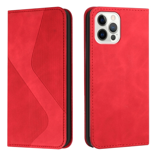 

Skin Feel Magnetic S-type Solid Color Horizontal Flip Leather Case with Holder & Card Slot & Wallet For iPhone 13 Pro Max(Red)