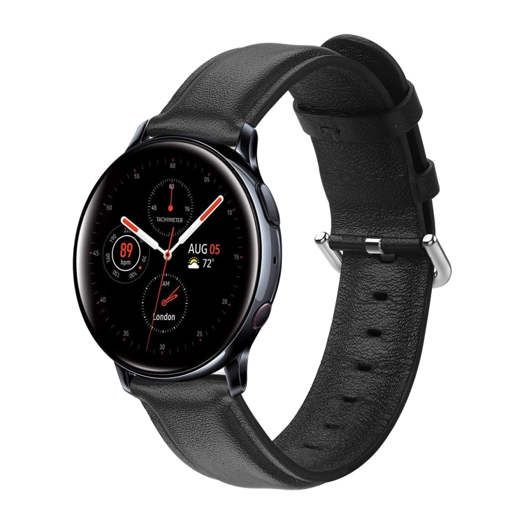 

For Galaxy Watch Active Smart Watch Genuine Leather Wrist Strap Watchband, Size:S 20mm(Black)