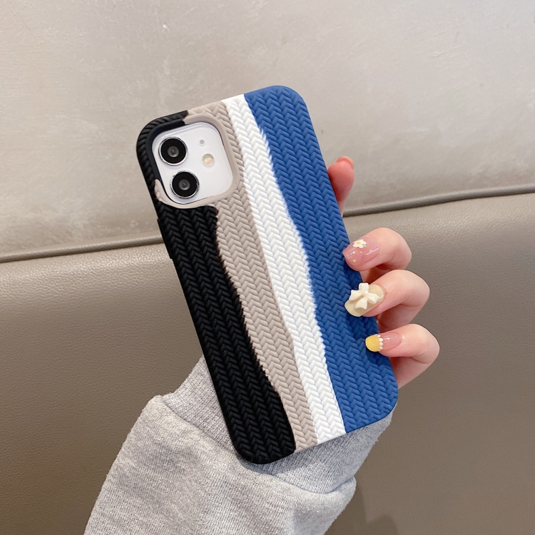 

Herringbone Texture Silicone Protective Case For iPhone 12 Pro(Rainbow Black)