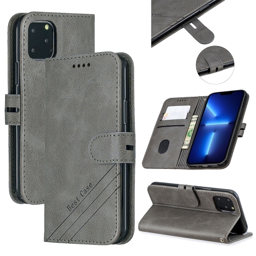 

Stitching Style 2-Color Cow Texture Horizontal Flip PU Leather Case with Holder & Card Slot & Lanyard For iPhone 13 Pro(Gray)